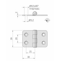 CERNIERA INOX MM.60X39