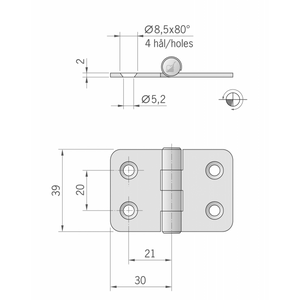 CERNIERA INOX MM.60X39