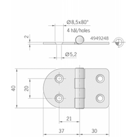 CERNIERA INOX MM.67X40 STANDARD