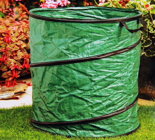 CESTO CESTINO RIFIUTI GIARDINO FOGLIE PLASTICA IMPERMEABILE CON MANICI 45x58 cm