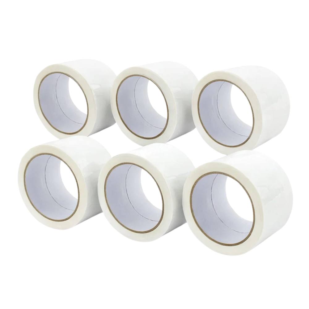 Kit 6 nastro adesivo silenzioso bianco 50x132m per imballaggi continui