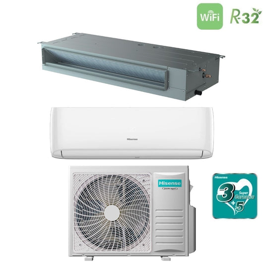 Condizionatore Dual Split Hisense Hi-Comfort 12000 Btu + Canalizzato 18000 Btu con 3AMW72U4RJC R-32 Wi-Fi Optional