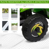 Quad Elettrico per Bambini con Batteria Ricaricabile 6V e Marcia Avanti e Indietro, 72x40x45.5 cm, Verde