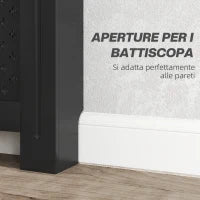 Copritermosifoni in Legno MDF Traforato a Croce con Ripiano e Fissaggio a Muro, 152x19x82 cm, Nero