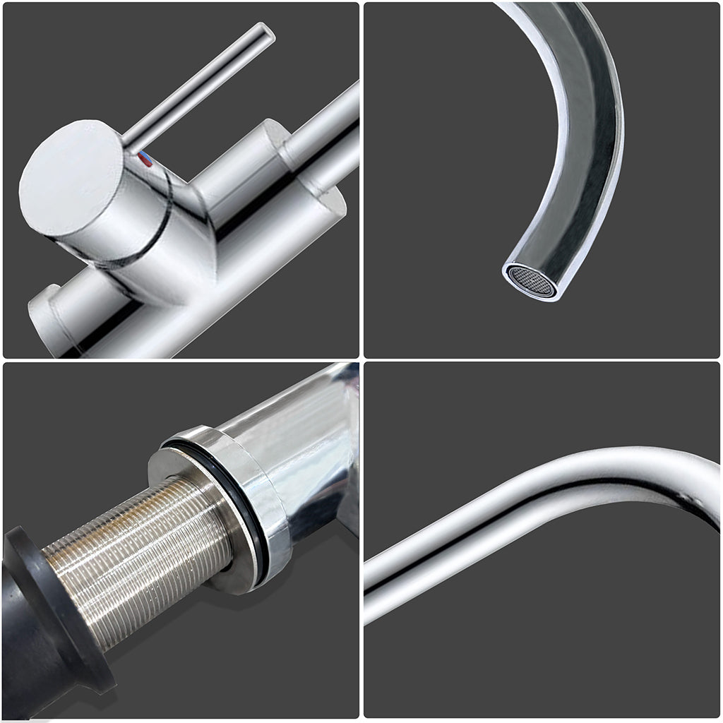 AICA Rubinetto miscelatore cucina per lavello collo di cigno, cromato