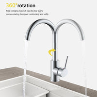 AICA Rubinetto da cucina miscelatore monocomando con beccuccio alto girevole 360, cromato