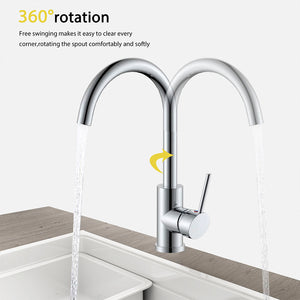 AICA Rubinetto da cucina miscelatore monocomando con beccuccio alto girevole 360, cromato