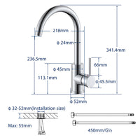 AICA Rubinetto da cucina miscelatore monocomando con beccuccio alto girevole 360, cromato