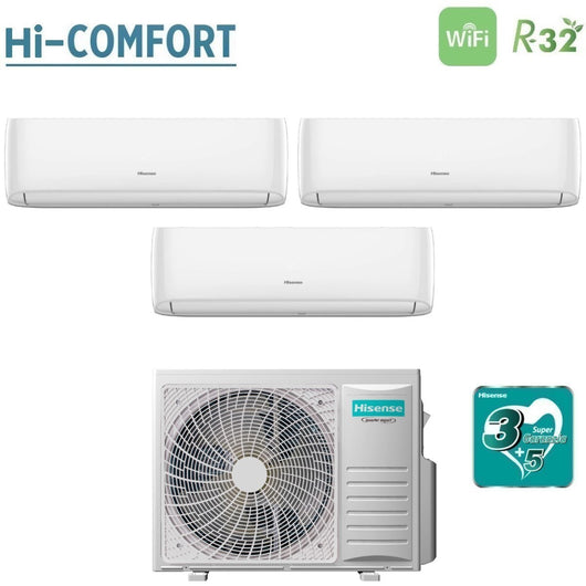 Condizionatore Trial Split Hisense Hi-Comfort 7+12+12 con 3AMW72U4RJC R-32 Wi-Fi Integrato