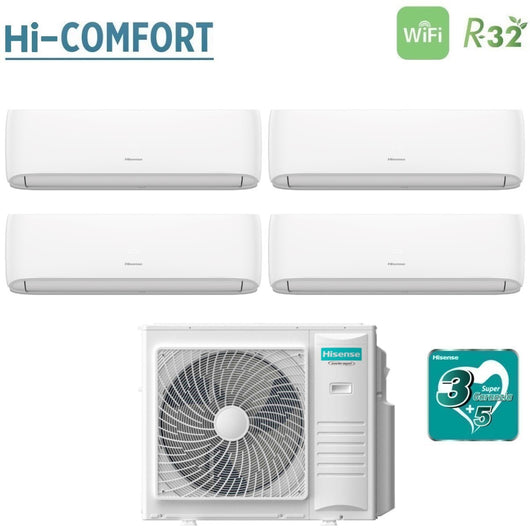 Climatizzatore Condizionatore Hisense Quadri Split Inverter serie HI-COMFORT 7+7+7+9 con 5AMW105U4RQC R-32 Wi-Fi Integrato 7000+7000+7000+9000