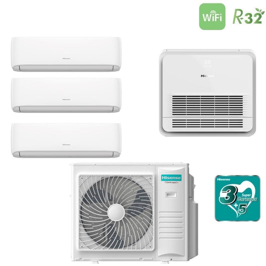 Climatizzatore Condizionatore Hisense Quadri Split Inverter serie HI-COMFORT 9000+9000+9000 + Console 18000 con 5AMW105U4RQC R-32 Wi-Fi 9+9+9+18