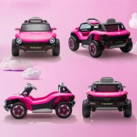Auto Elettrica per Bambini di +3 Anni, Volkswagen E-Buggy, 12V con Telecomando 2,4 G Ruote con Sospensione, Rosa