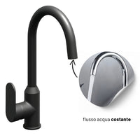 Miscelatore monocomando lavello cucina canna orientabile sofia installazione rapida *** finitura- nero opaco, confezi...