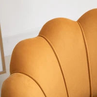Poltrona a Conchiglia, Poltroncina Vintage, Poltroncina da Camera e Salotto, Design Elegante, con Schienale Alto, 76x67x74cm, Giallo