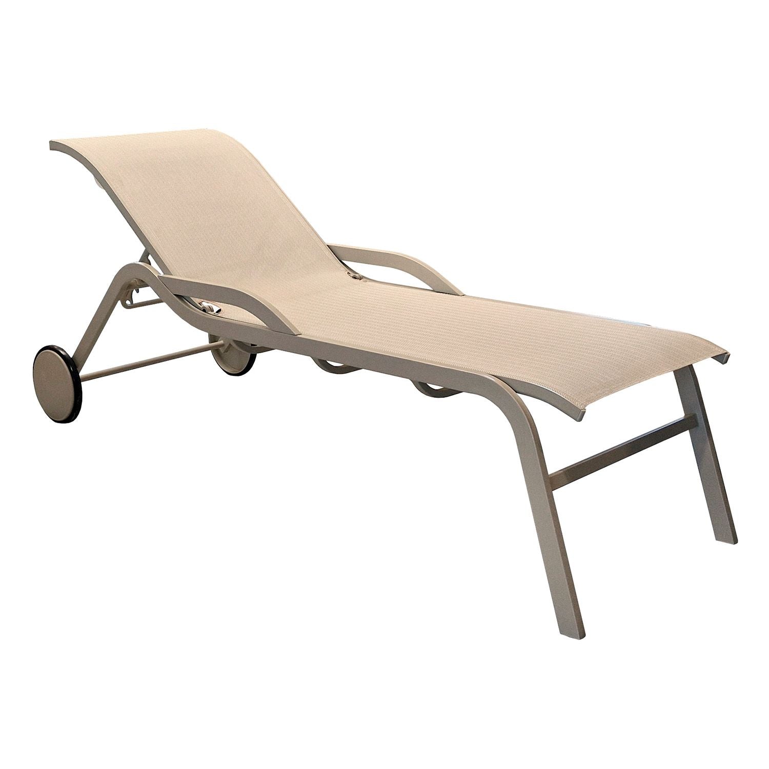 SINED Chaise Lounge in alluminio con ruote tessuto crema design moderno e funzionale codice CHAISE-LOUNGE-ARTURO-CREMA