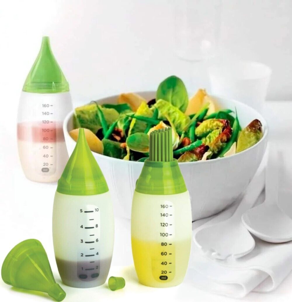 CHEF'S BOTTLE SET 2 BOTTIGLIE SILICONE 3 TESTINE PER PASTICCERIA BARBEQUE