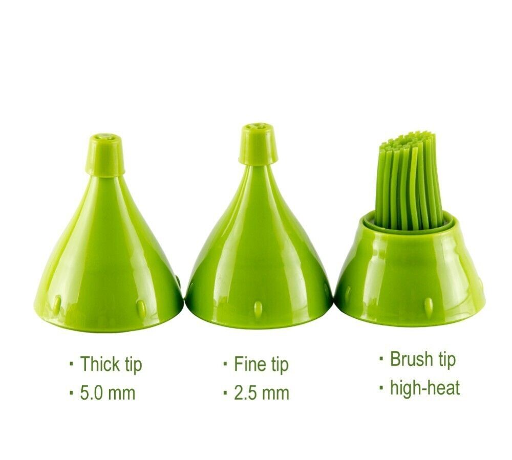 CHEF'S BOTTLE SET 2 BOTTIGLIE SILICONE 3 TESTINE PER PASTICCERIA BARBEQUE