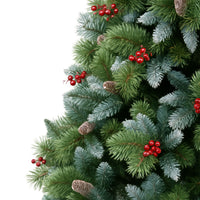 Cortina - Albero di Natale Innevato in PVC e PP con Pigne e Bacche Ø83x150H, 572 Punte