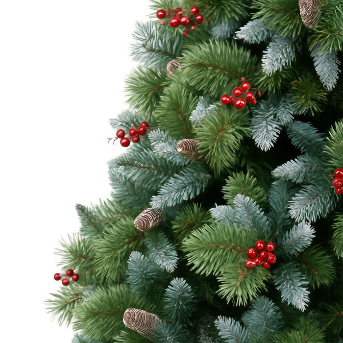 Cortina - Albero di Natale Innevato in PVC e PP con Pigne e Bacche Ø83x150H, 572 Punte
