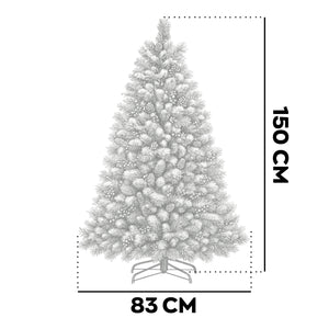 Cortina - Albero di Natale Innevato in PVC e PP con Pigne e Bacche Ø83x150H, 572 Punte