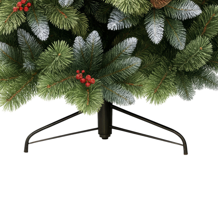 Cortina - Albero di Natale Innevato in PVC e PP con Pigne e Bacche Ø83x150H, 572 Punte