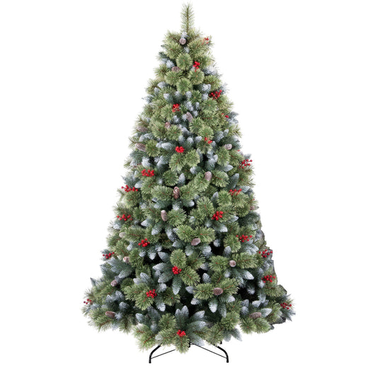 Cortina - Albero di Natale Innevato in PVC e PP con Pigne e Bacche Ø99x180H, 858 Punte