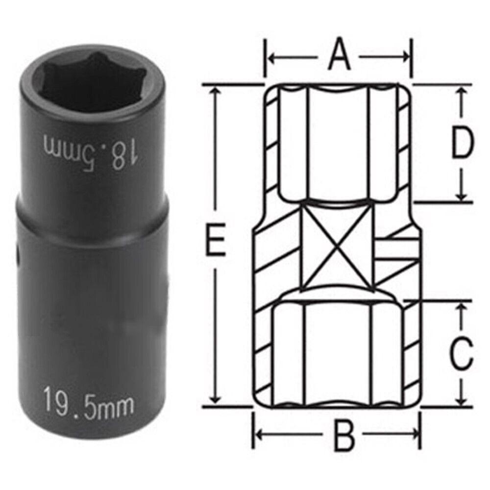 CHIAVE A BUSSOLA RINFORZATA CERCHI RUOTE DADI FORD DOPPIA 18.5 19.5mm 1/2" 21715