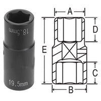 CHIAVE A BUSSOLA RINFORZATA CERCHI RUOTE DADI FORD DOPPIA 18.5 19.5mm 1/2" 21715