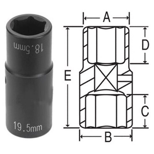 CHIAVE A BUSSOLA RINFORZATA CERCHI RUOTE DADI FORD DOPPIA 18.5 19.5mm 1/2" 21715