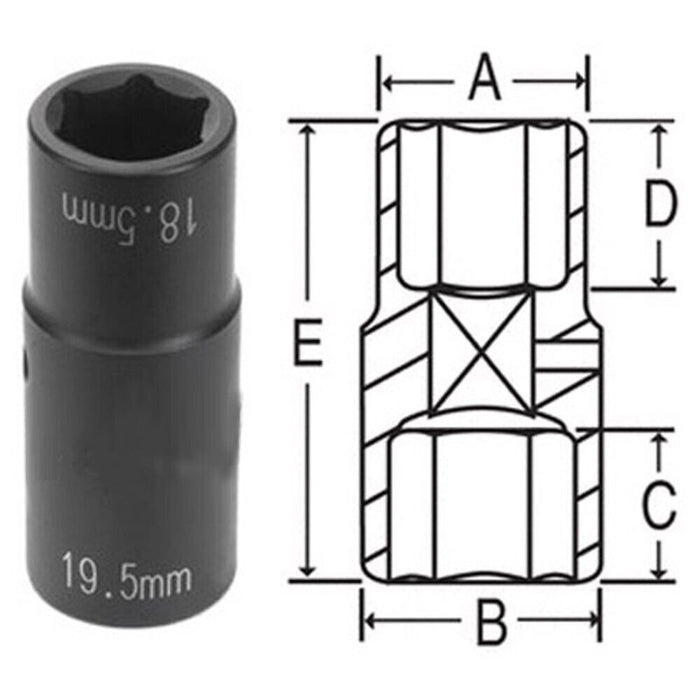 CHIAVE A BUSSOLA RINFORZATA CERCHI RUOTE DADI FORD DOPPIA 18.5 19.5mm 1/2" 21715