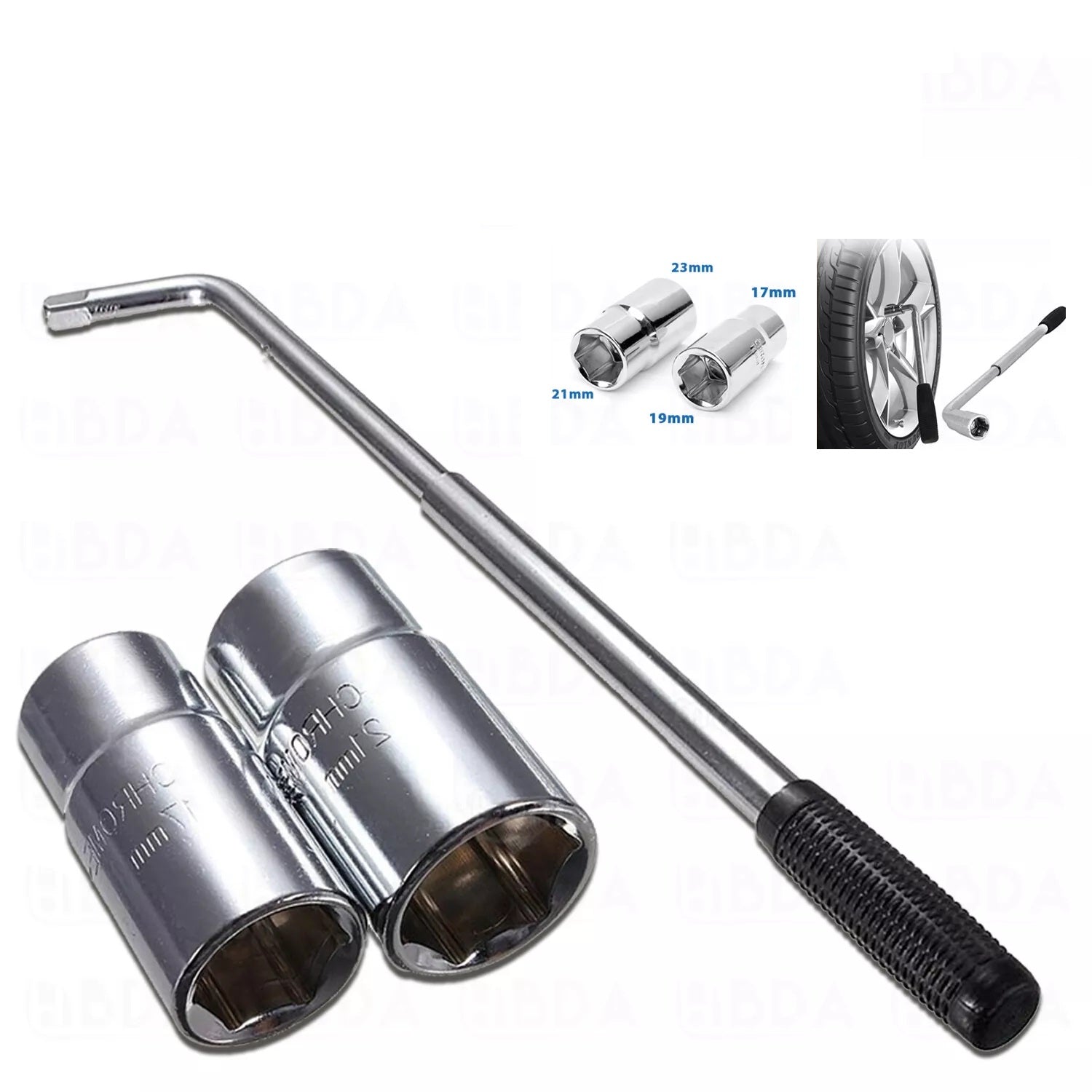 CHIAVE TELESCOPICA SVITA E AVVITA BULLONI RUOTE AUTO CAMPER 17-19-21-23 mm