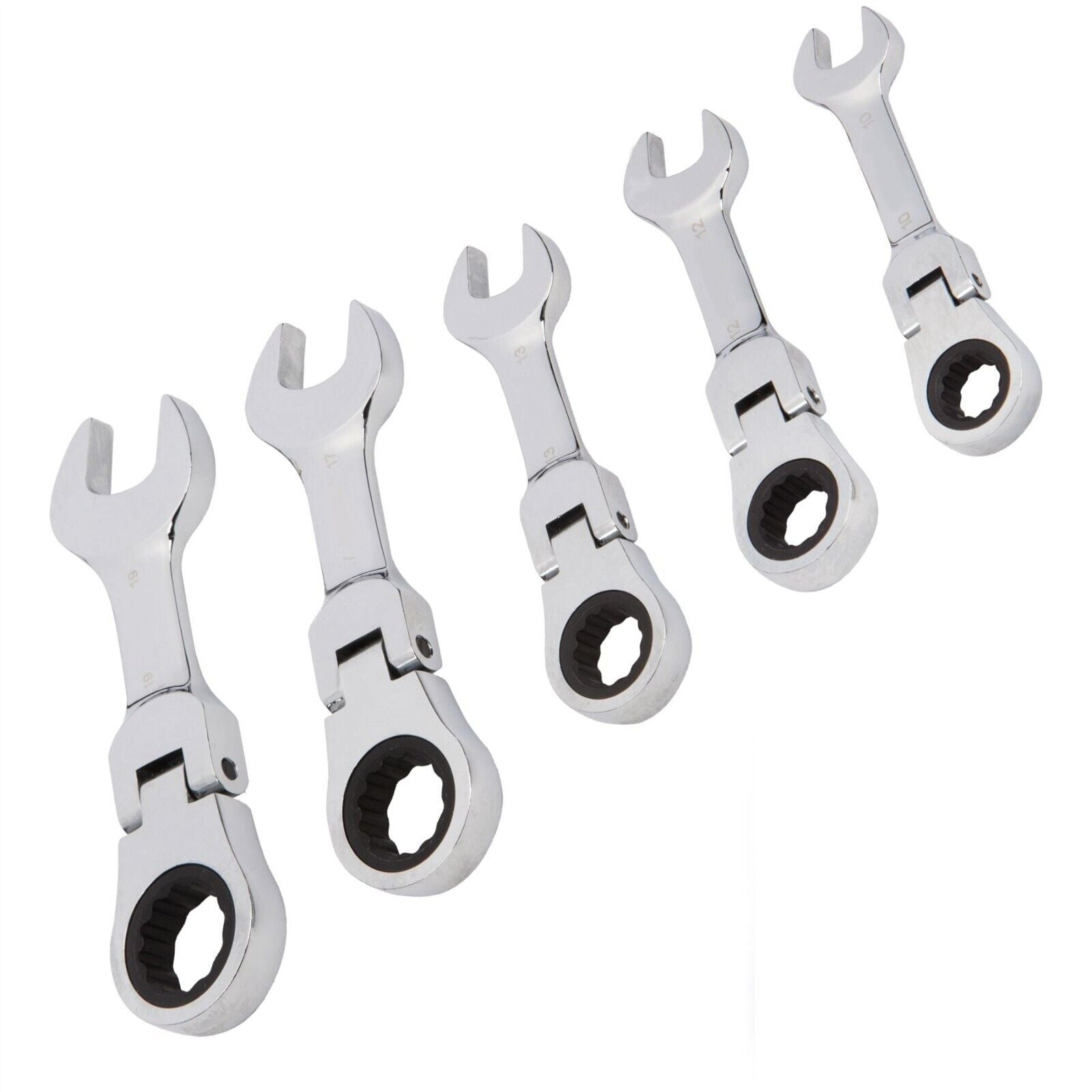 CHIAVI COMBINATE A CRICCHETTO SET DA 5 PZ 10 12 13 17 e 19mm Art. 04384