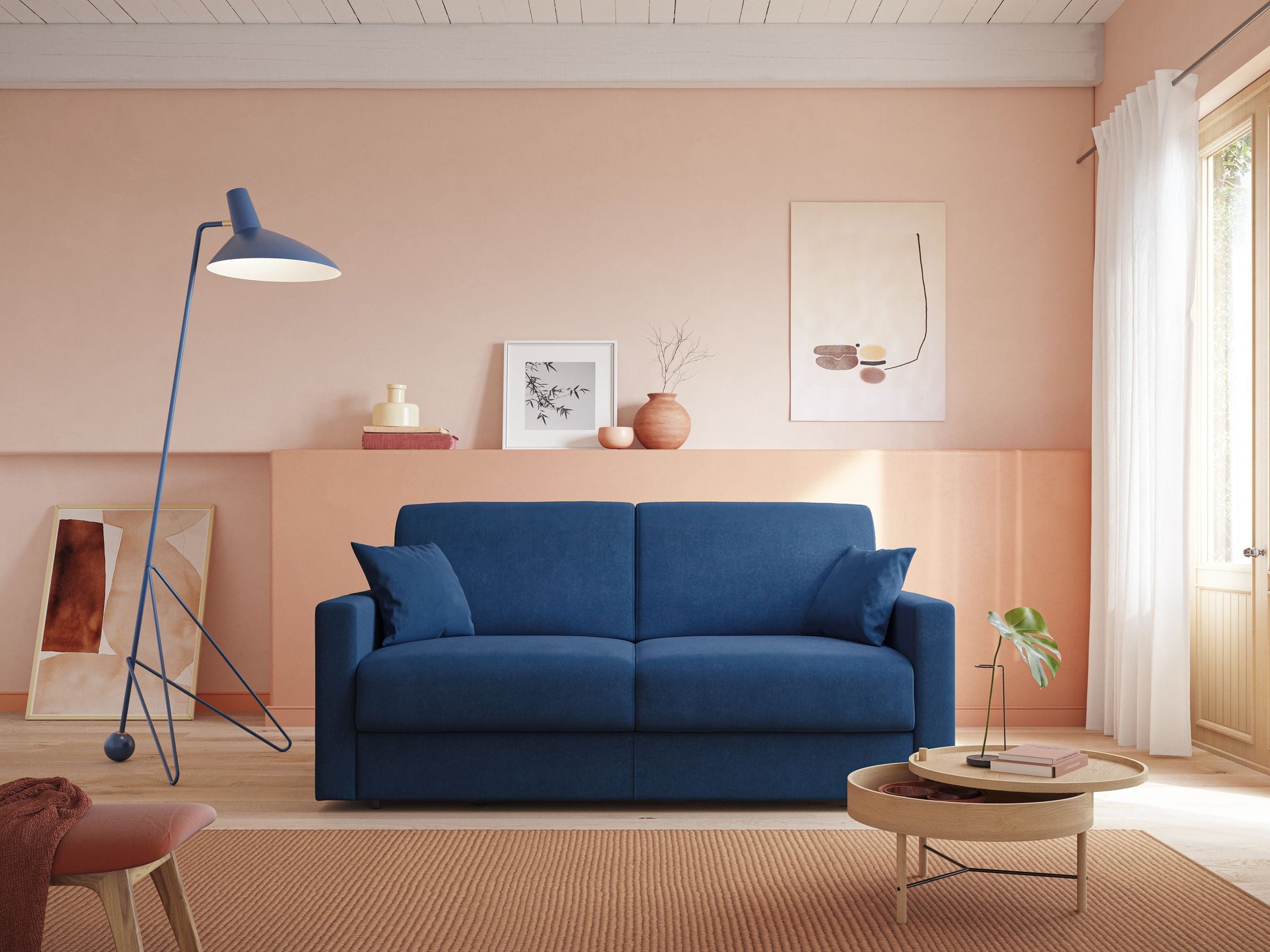 Divano Letto 3 Posti 206x92x96 cm in Tessuto Antracite