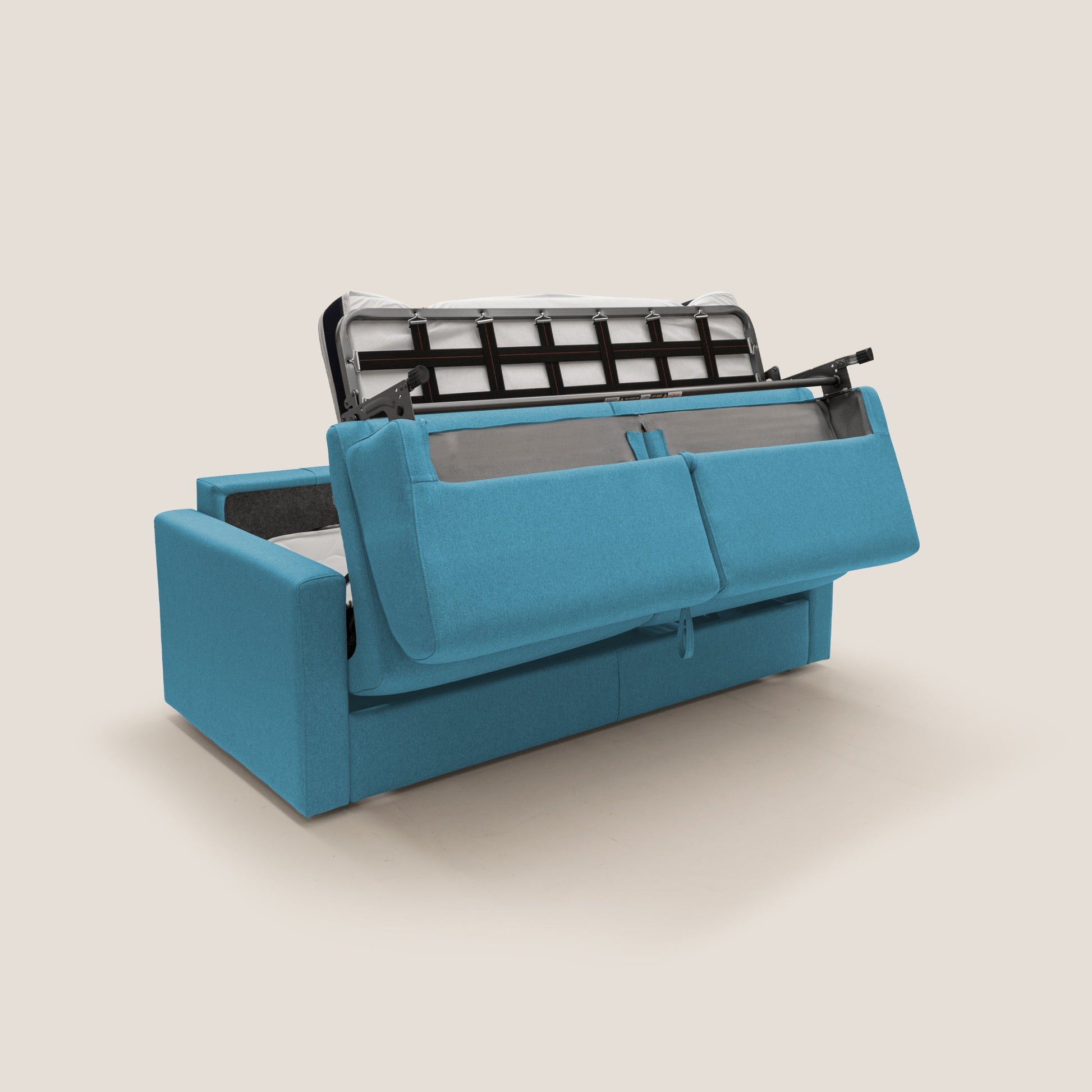 Divano Letto 3 Posti 206x92x96 cm in Tessuto Azzurro