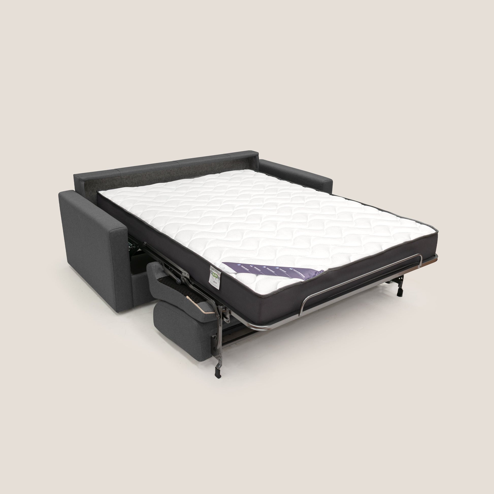 Divano Letto 3 Posti 186x92x96 cm in Tessuto Antracite
