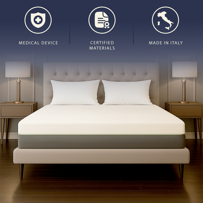 Materasso singolo 80 X 190 in Memory Foam Breeze e Molle Insacchettate | Altezza 25 cm | Dispositivo Medico Classe 1 | Traspirante, Anallergico e Antibatterico | Sfoderabile