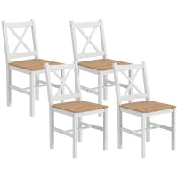 Set 4 Sedie per Cucina e Soggiorno con Schienale a Croce, in Legno di Pino, 41x46.5x86 cm