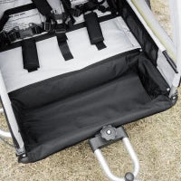 Rimorchio Bici per Bambini e Passeggino, Design 2 in 1 con Freno, Cintura a 5 Punti, Carrello Rimorchio per Bicicletta con Tasche Laterali, Catarifrangenti e Bandierina, Giallo