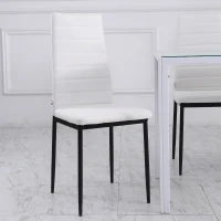 Set 4 Sedie Imbottite per Soggiorno o Sala da Pranzo, Sedie da Cucina Moderne, in Metallo e Tessuto Bianco