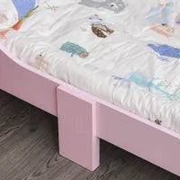Letto per Bambini con Bordi Rialzati e 6 Gambe in Legno per Cameretta, Lettino per Bimbi da 3-6 Anni, 143x73x60cm, Rosa