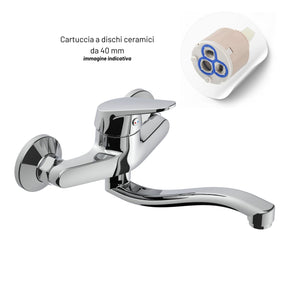 Miscelatore a muro milano plus in ottone lavello cucina con erogazione orientabile *** confezione 1