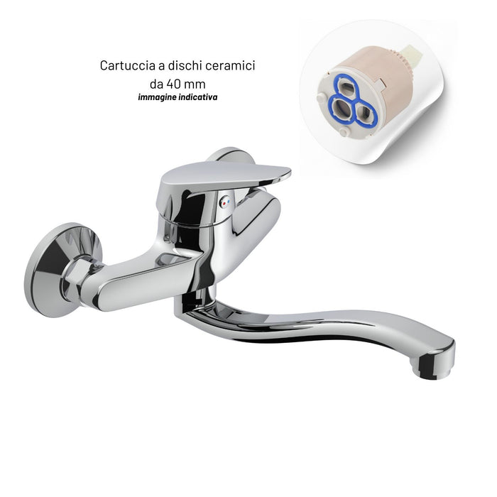 Miscelatore a muro milano plus in ottone lavello cucina con erogazione orientabile *** confezione 1