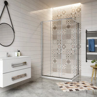 70x110x195 cm Box Doccia Angolare Doppie Porte Scorrevoli in Vetro 6mm Temperato Anticalcare Trasparente e Telaio Cromo Lucido