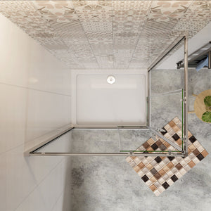 70x110x195 cm Box Doccia Angolare Doppie Porte Scorrevoli in Vetro 6mm Temperato Anticalcare Trasparente e Telaio Cromo Lucido