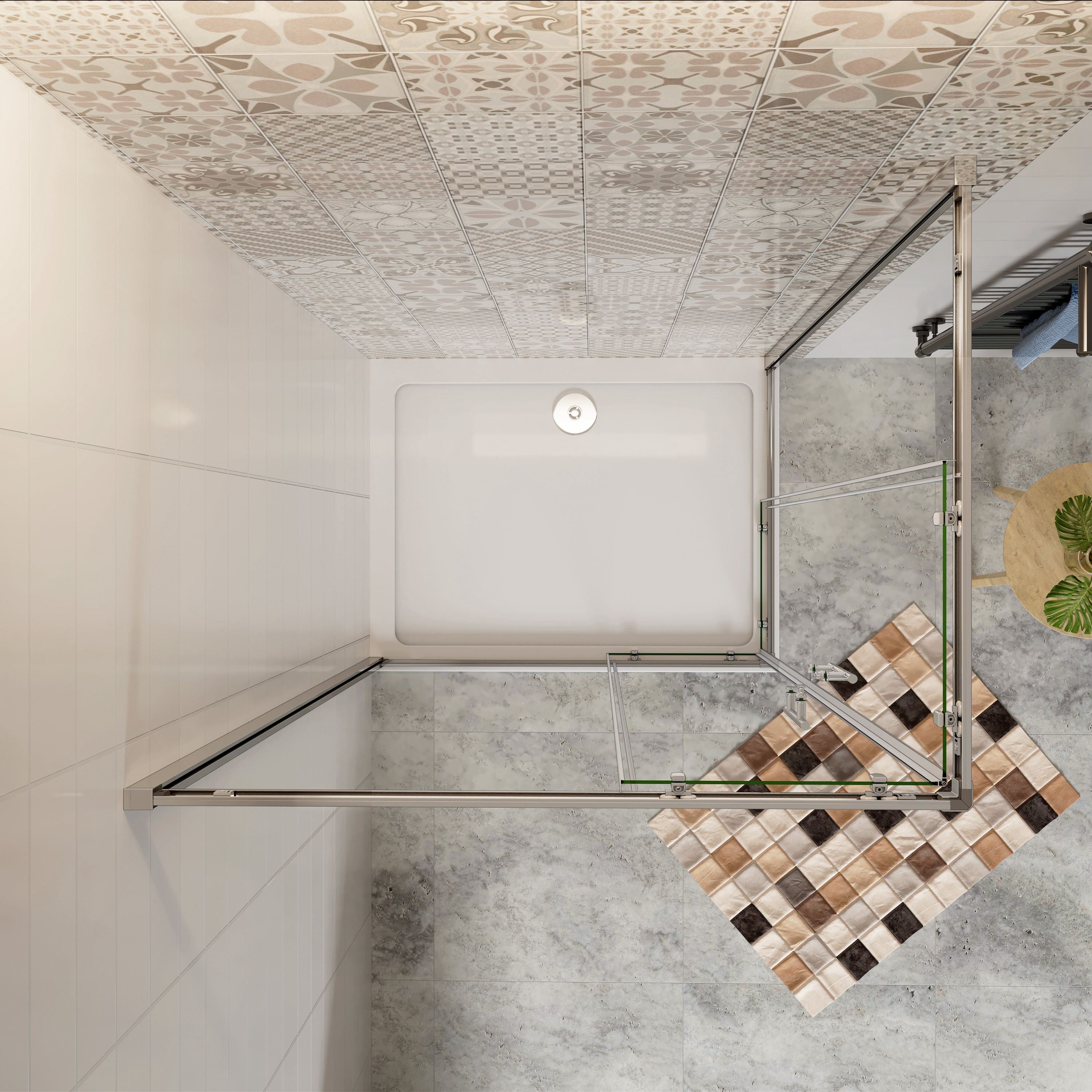 70x110x195 cm Box Doccia Angolare Doppie Porte Scorrevoli in Vetro 6mm Temperato Anticalcare Trasparente e Telaio Cromo Lucido