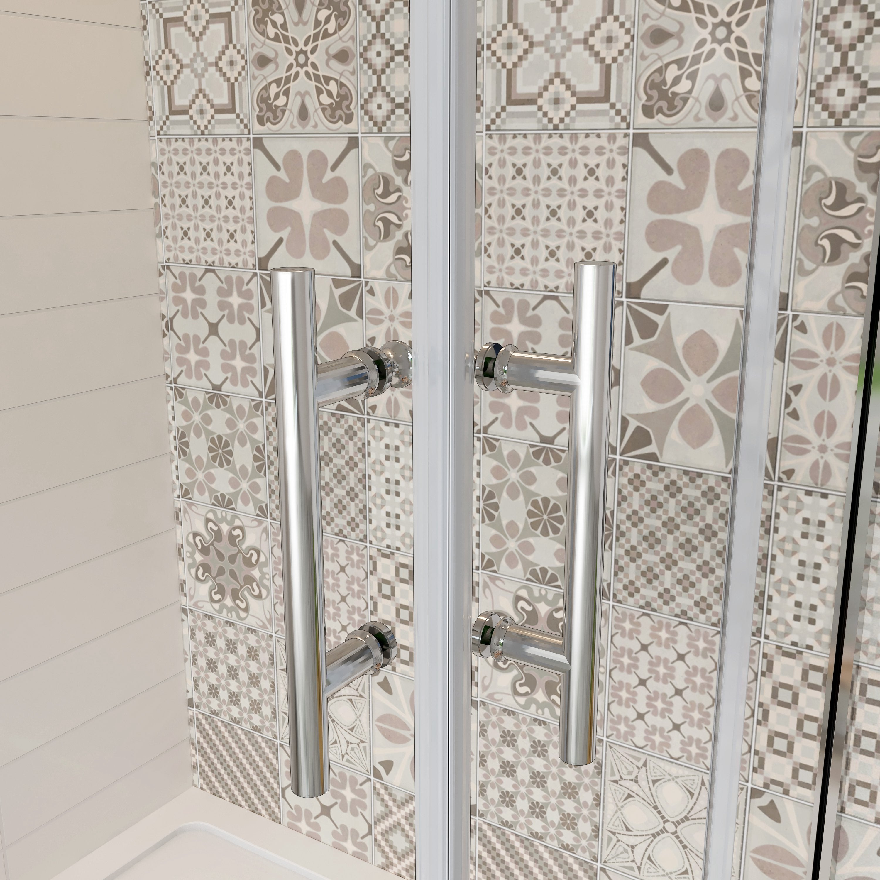 70x110x195 cm Box Doccia Angolare Doppie Porte Scorrevoli in Vetro 6mm Temperato Anticalcare Trasparente e Telaio Cromo Lucido