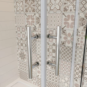 70x110x195 cm Box Doccia Angolare Doppie Porte Scorrevoli in Vetro 6mm Temperato Anticalcare Trasparente e Telaio Cromo Lucido