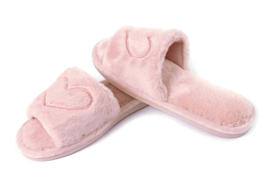 Ciabatte Pantofole Invernali In Morbida Ecopelliccia Modello Lovely Con Cuori - 39-40 - Rosa