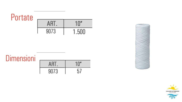 Cartuccia in Polipropilene filo Avvolto 10" - 20 Micron