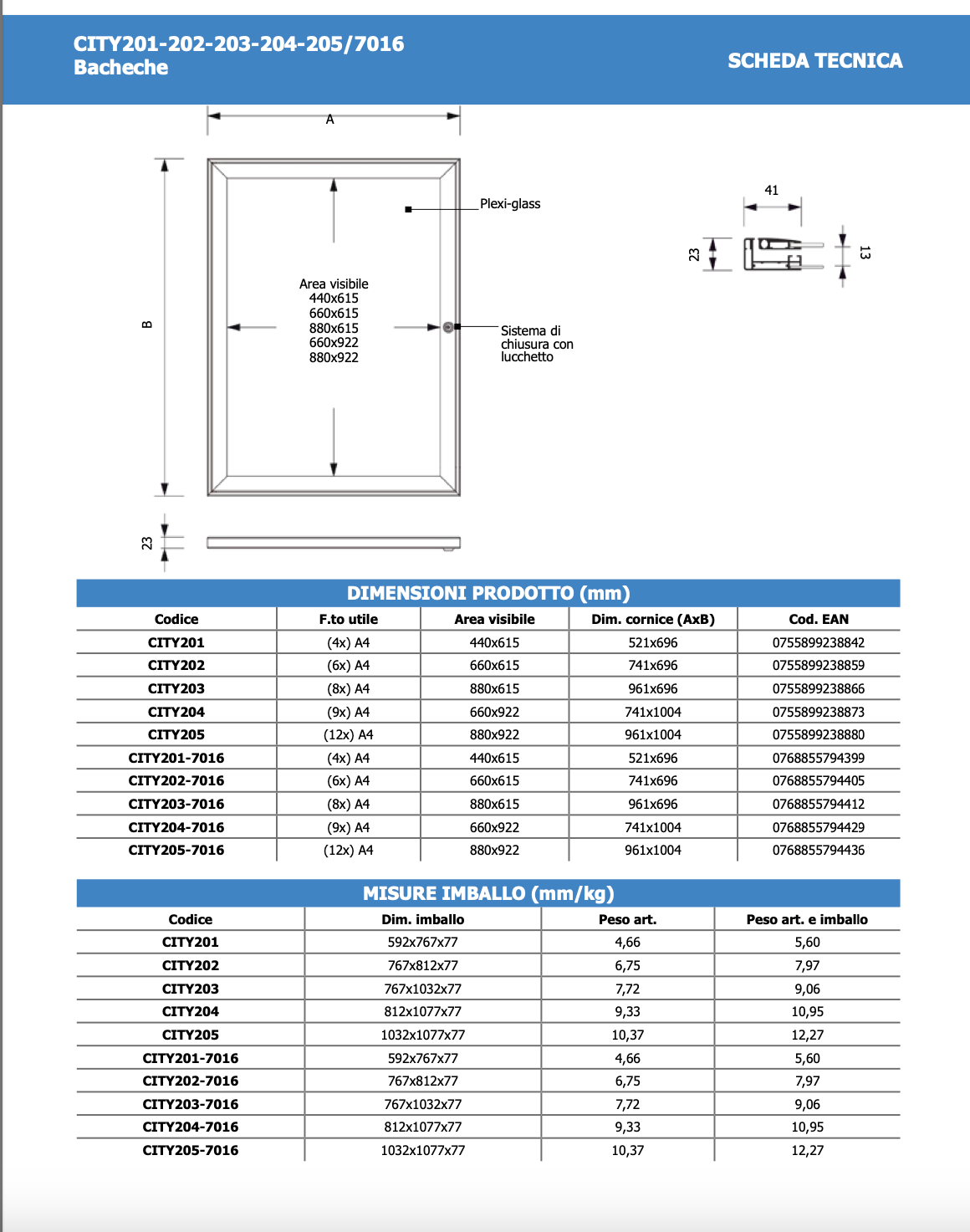 Bacheca per Esterno apertura a libro grigio RAL 7016 4 x A4